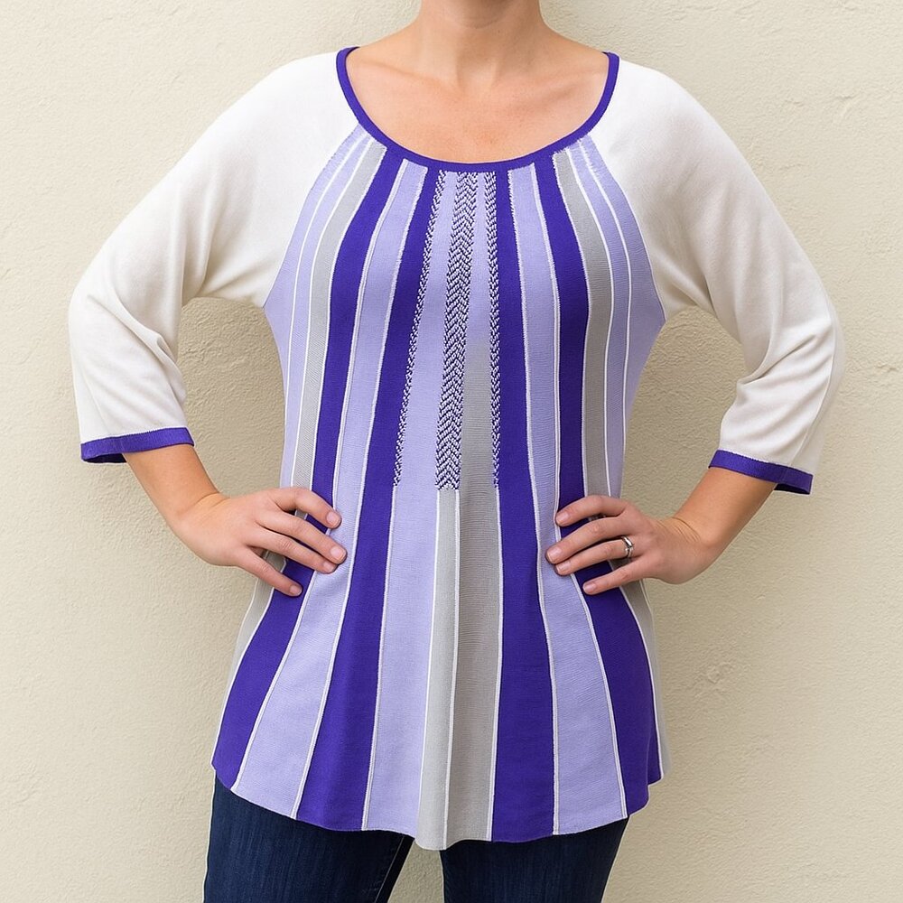 *La Madona Purple Striped Blouse